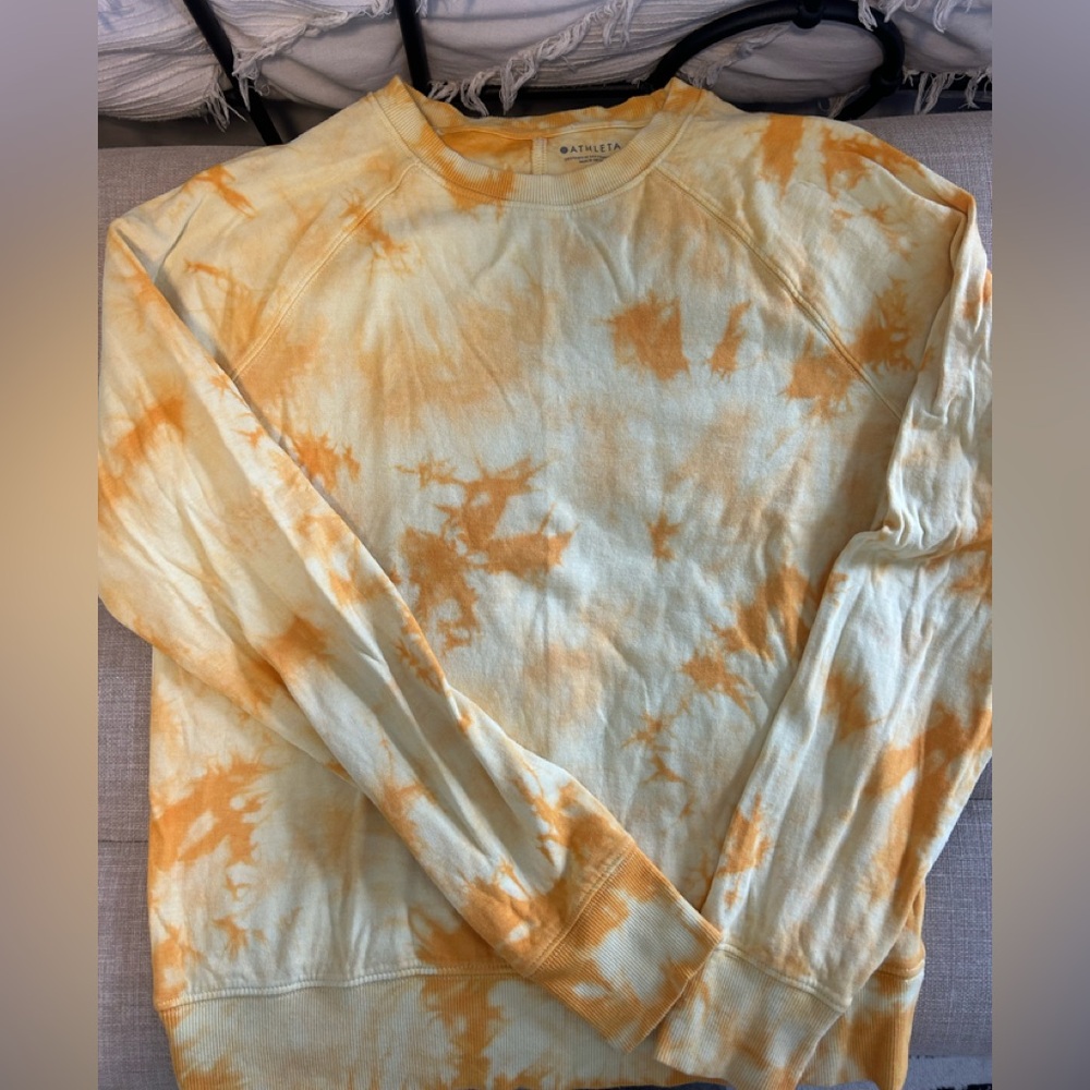 Athleta Orange Sweatshirt with Tie-Dye Effect